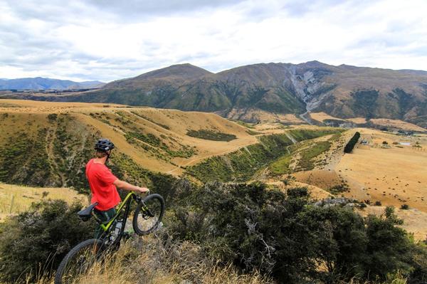 Mountainbiker enjoys the view over Rabbit Ridge.
